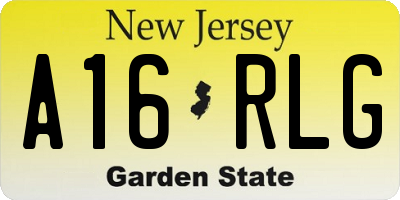 NJ license plate A16RLG
