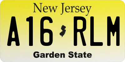 NJ license plate A16RLM