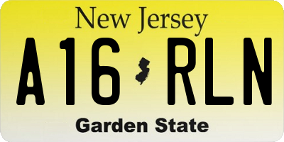 NJ license plate A16RLN