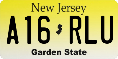 NJ license plate A16RLU