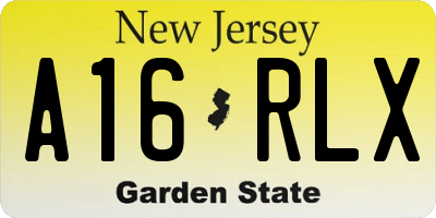 NJ license plate A16RLX