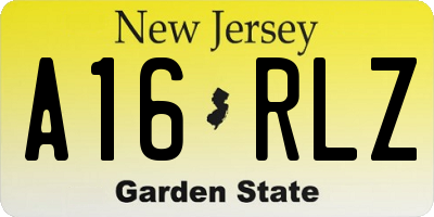NJ license plate A16RLZ