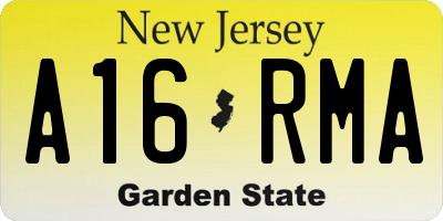 NJ license plate A16RMA