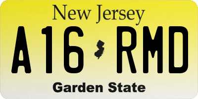 NJ license plate A16RMD