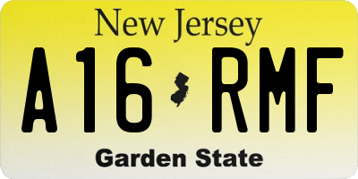 NJ license plate A16RMF