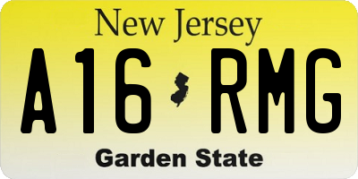 NJ license plate A16RMG