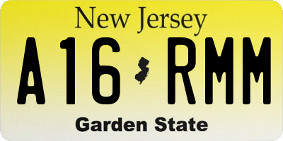 NJ license plate A16RMM