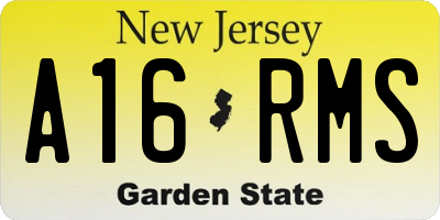 NJ license plate A16RMS