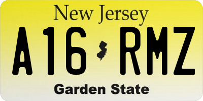 NJ license plate A16RMZ