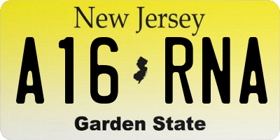NJ license plate A16RNA