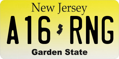 NJ license plate A16RNG