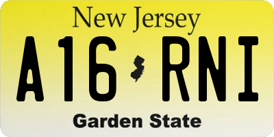 NJ license plate A16RNI