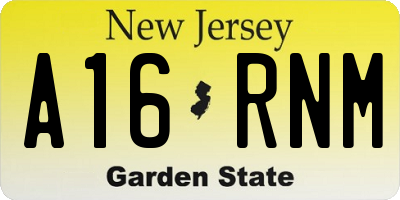 NJ license plate A16RNM