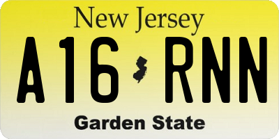 NJ license plate A16RNN