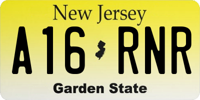 NJ license plate A16RNR