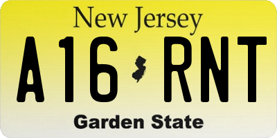 NJ license plate A16RNT