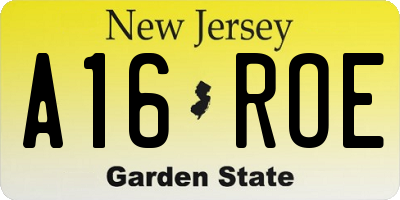 NJ license plate A16ROE