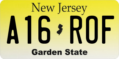NJ license plate A16ROF