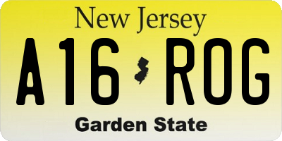 NJ license plate A16ROG
