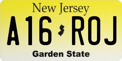 NJ license plate A16ROJ
