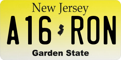 NJ license plate A16RON