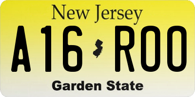 NJ license plate A16ROO