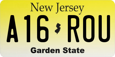 NJ license plate A16ROU