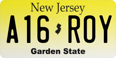 NJ license plate A16ROY