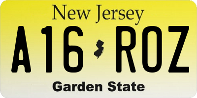 NJ license plate A16ROZ
