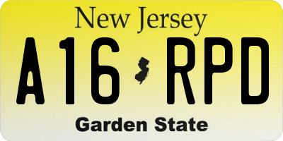 NJ license plate A16RPD