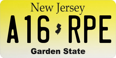 NJ license plate A16RPE