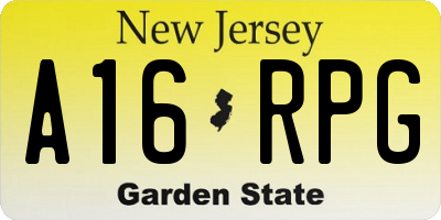 NJ license plate A16RPG
