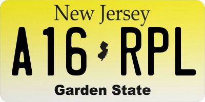 NJ license plate A16RPL