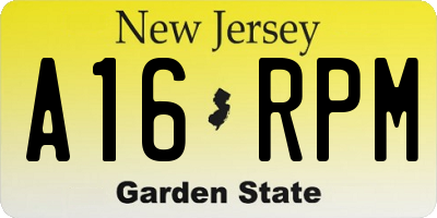NJ license plate A16RPM