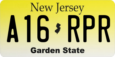 NJ license plate A16RPR