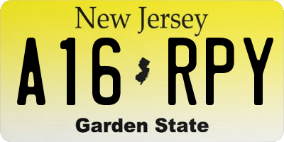 NJ license plate A16RPY