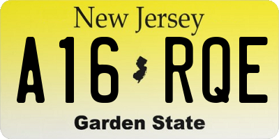 NJ license plate A16RQE