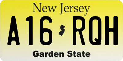 NJ license plate A16RQH