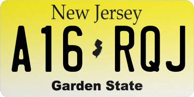 NJ license plate A16RQJ