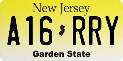 NJ license plate A16RRY