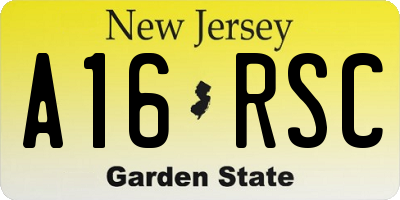 NJ license plate A16RSC