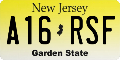 NJ license plate A16RSF