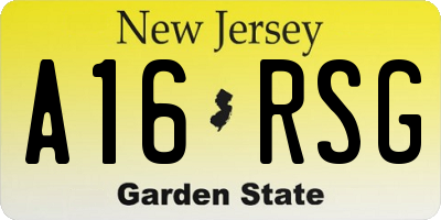 NJ license plate A16RSG