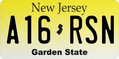 NJ license plate A16RSN