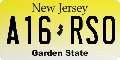 NJ license plate A16RSO