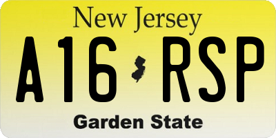 NJ license plate A16RSP