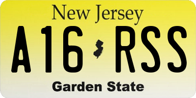 NJ license plate A16RSS