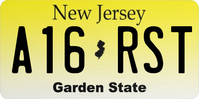 NJ license plate A16RST