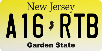 NJ license plate A16RTB