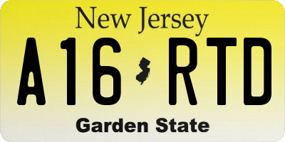 NJ license plate A16RTD